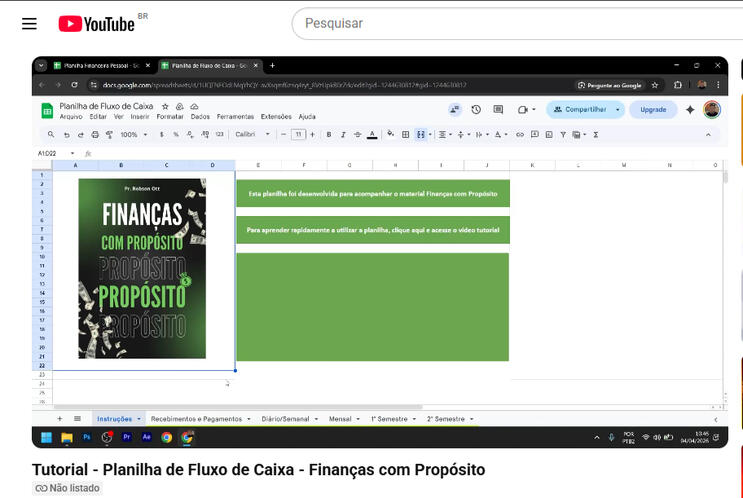 Vídeo tutorial exclusivo para aprender o uso da planilha